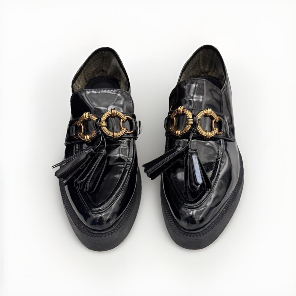 Circus NY by Sam Edelman Nichola Black Patent Tassel Chunky Loafers Women’s 8.5